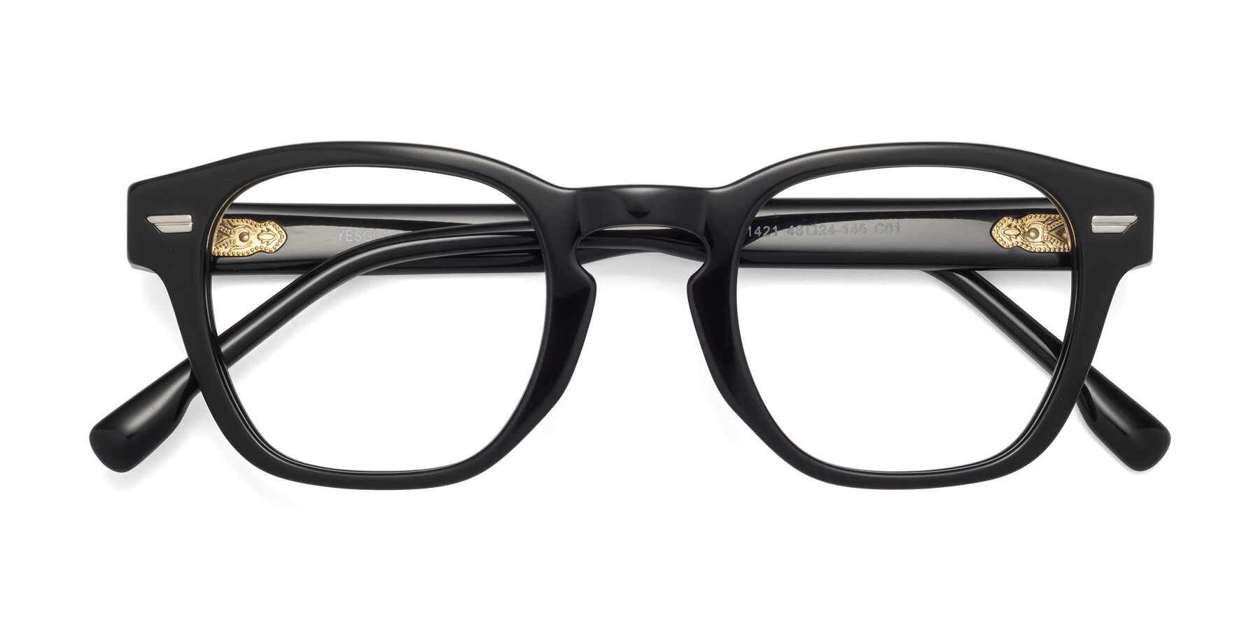 Folded Front of Costa in Black with Clear Eyeglass Lenses