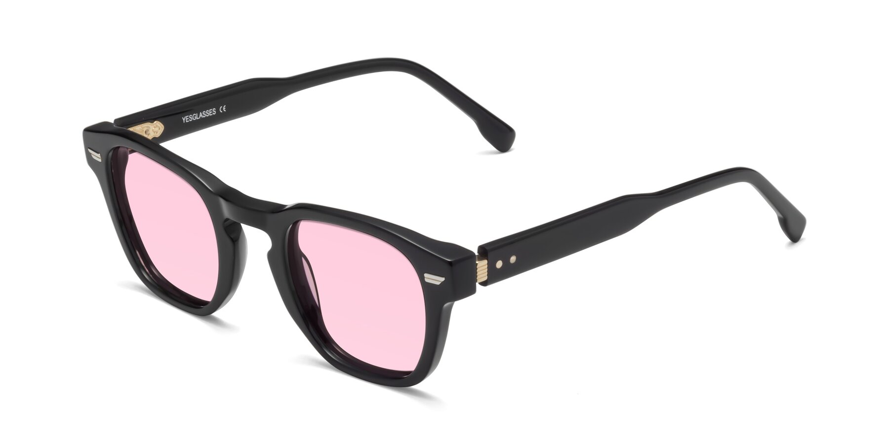 Angle of 1421 in Black with Light Pink Tinted Lenses