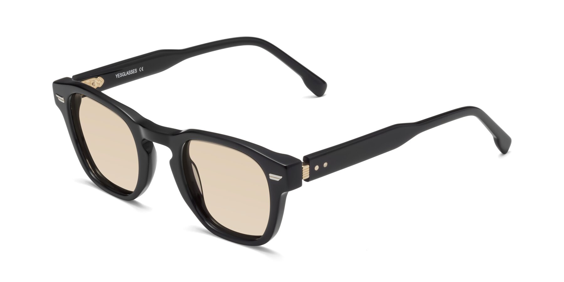 Angle of 1421 in Black with Light Brown Tinted Lenses