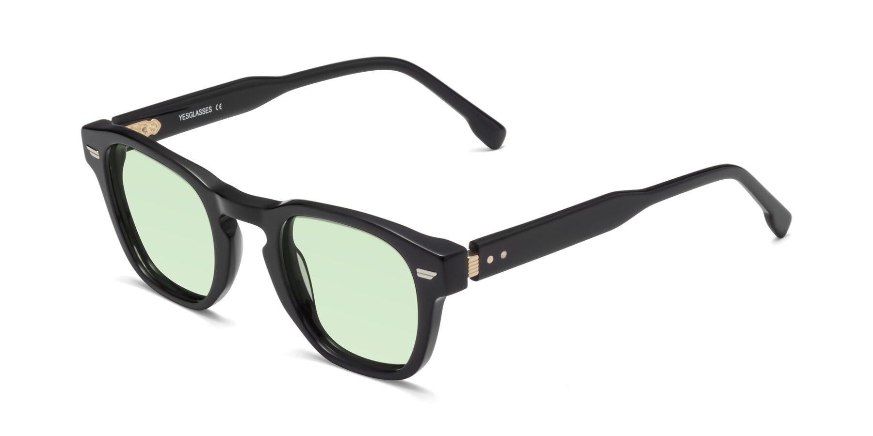 Angle of 1421 in Black with Light Green Tinted Lenses