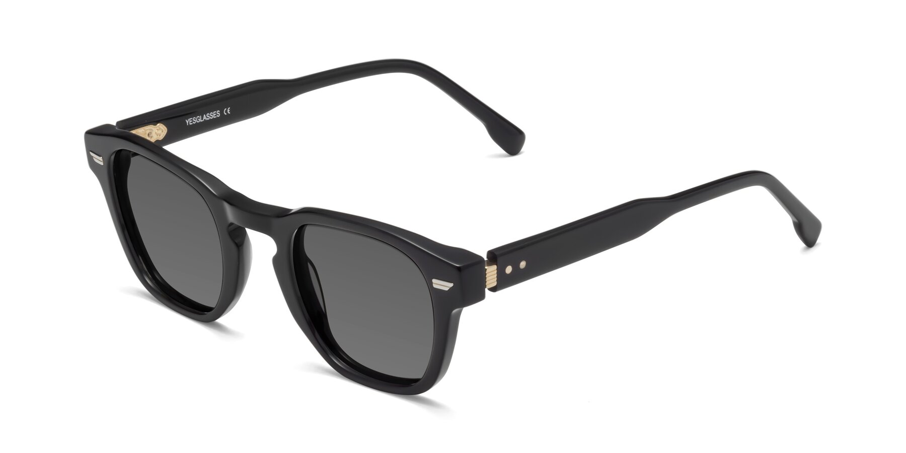 Angle of 1421 in Black with Medium Gray Tinted Lenses