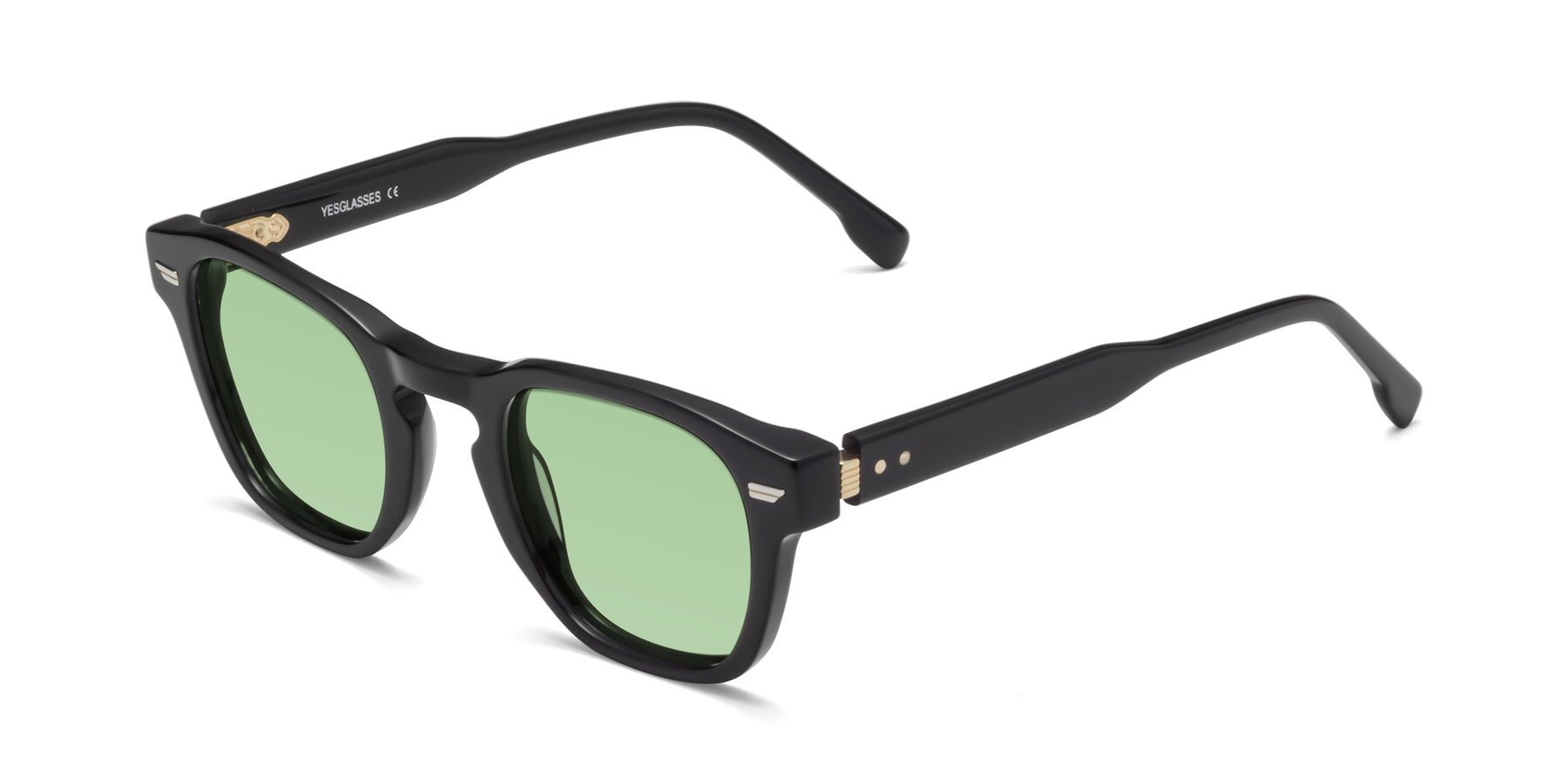 Angle of 1421 in Black with Medium Green Tinted Lenses