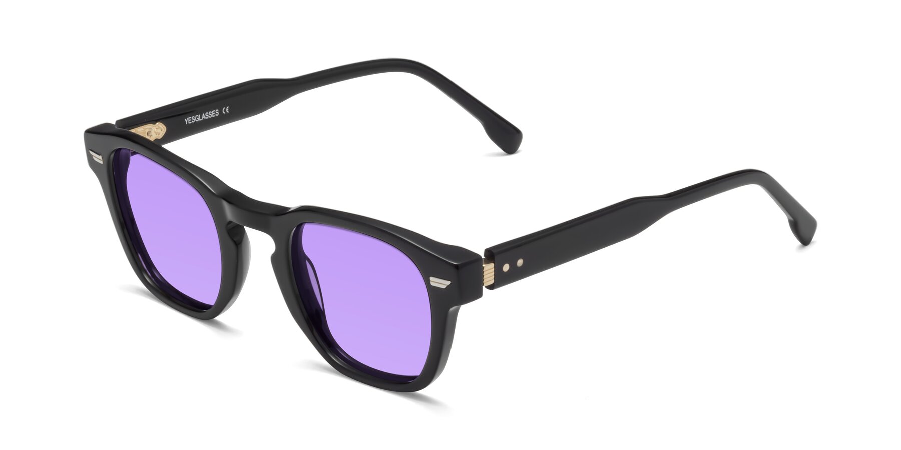 Angle of 1421 in Black with Medium Purple Tinted Lenses