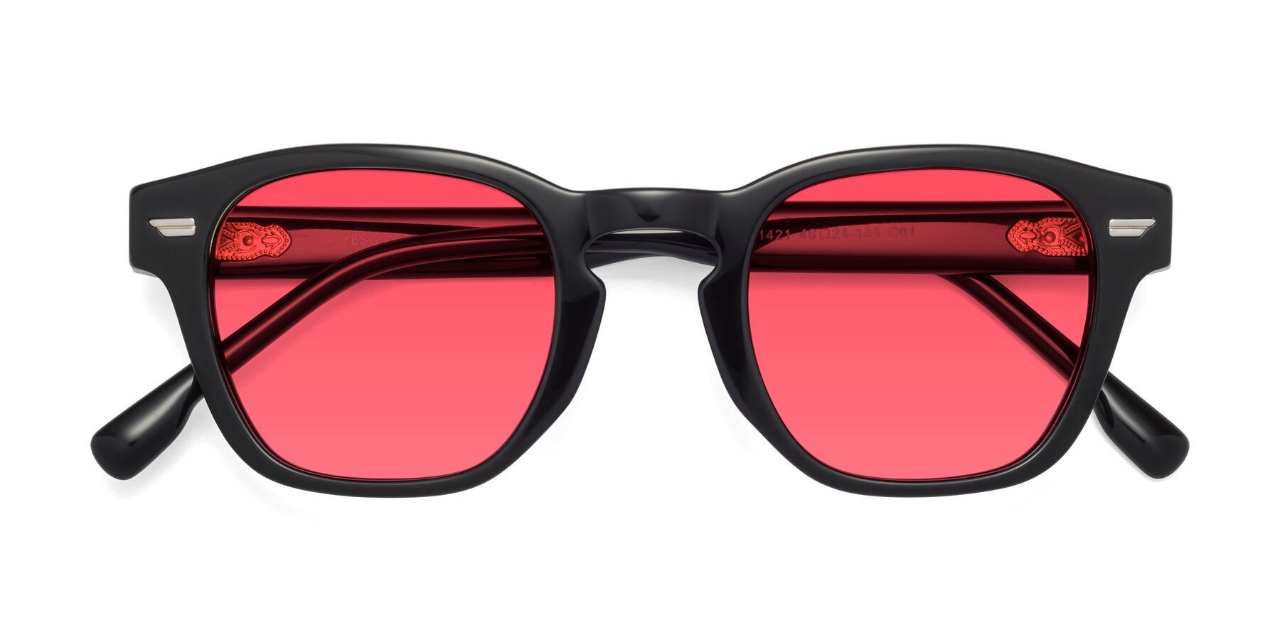 Folded Front of 1421 in Black with Red Tinted Lenses