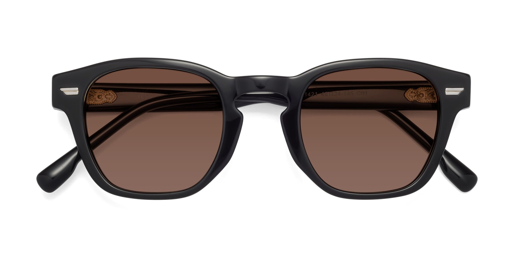 Folded Front of 1421 in Black with Brown Tinted Lenses
