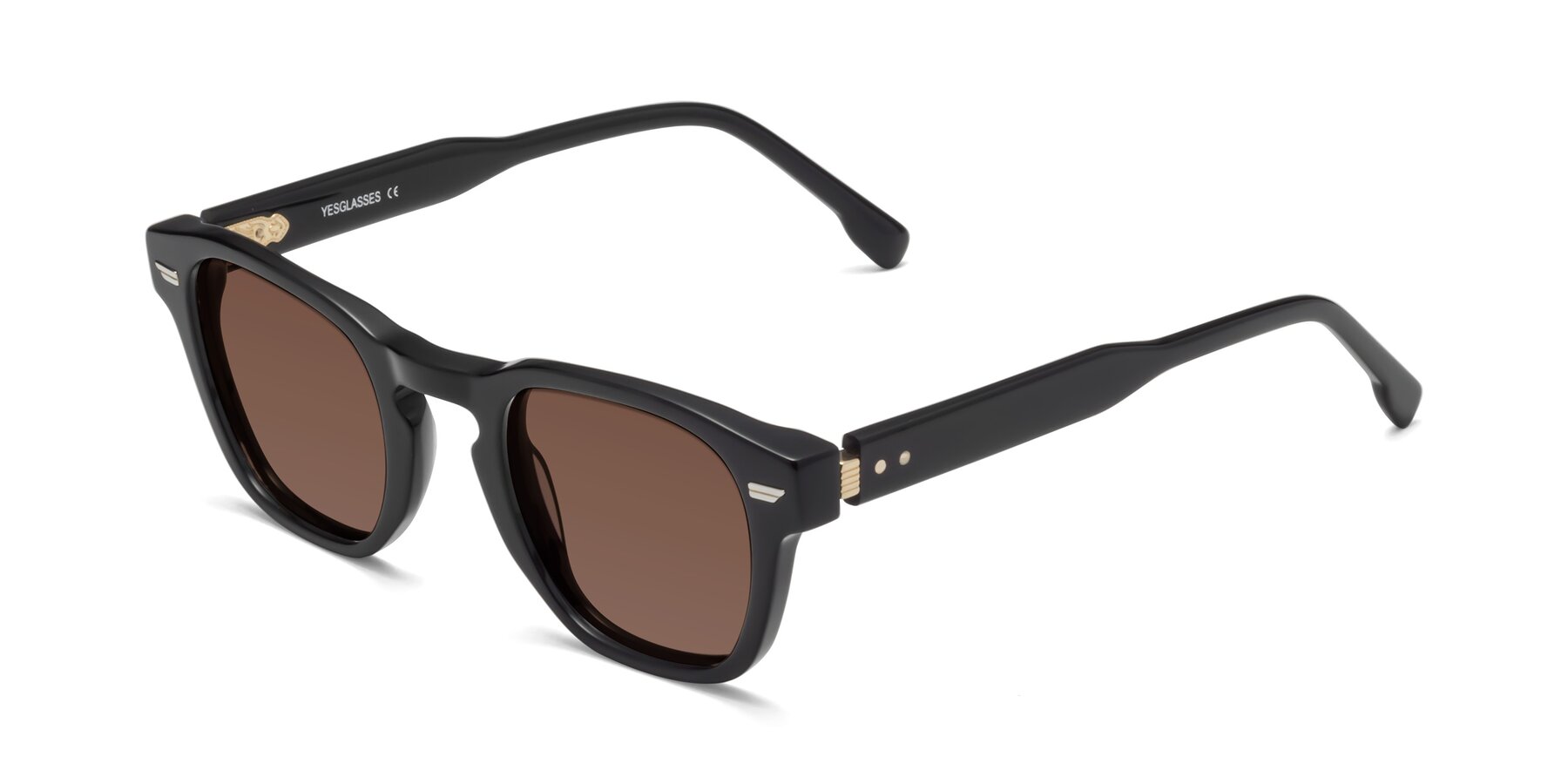 Angle of 1421 in Black with Brown Tinted Lenses