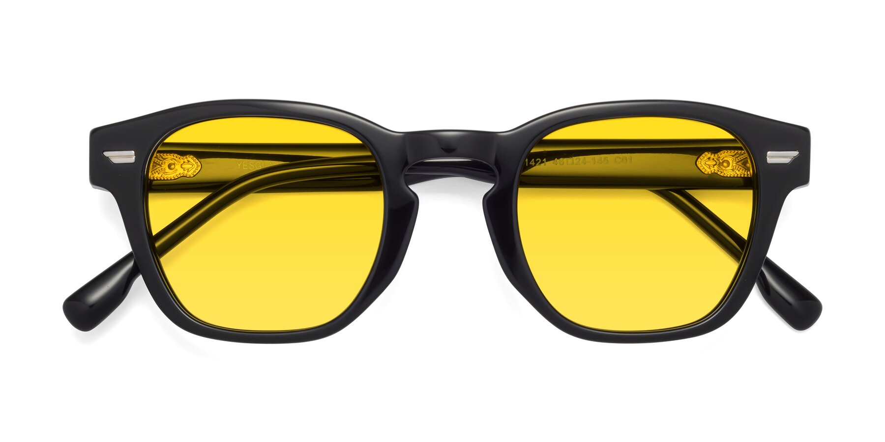 Folded Front of Costa in Black with Yellow Tinted Lenses