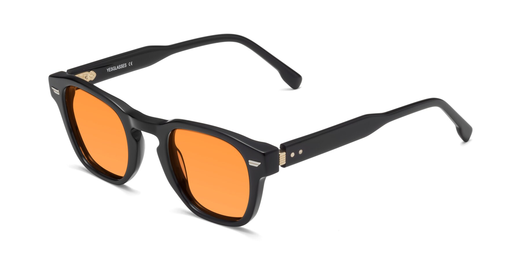 Angle of 1421 in Black with Orange Tinted Lenses