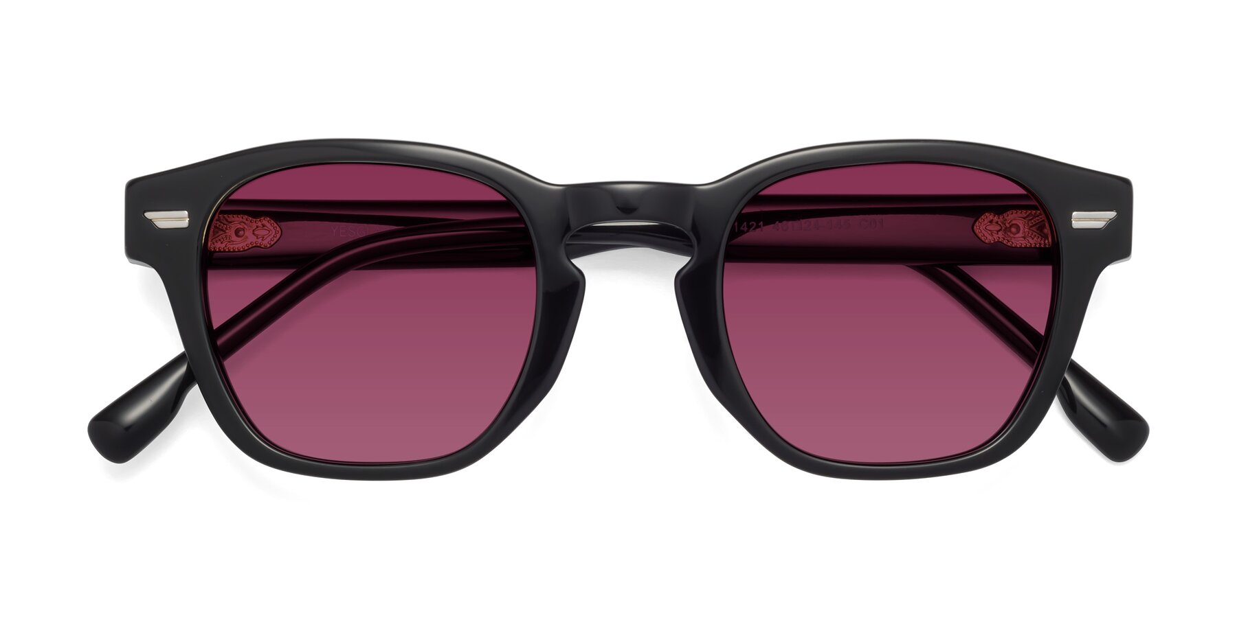 Folded Front of 1421 in Black with Wine Tinted Lenses