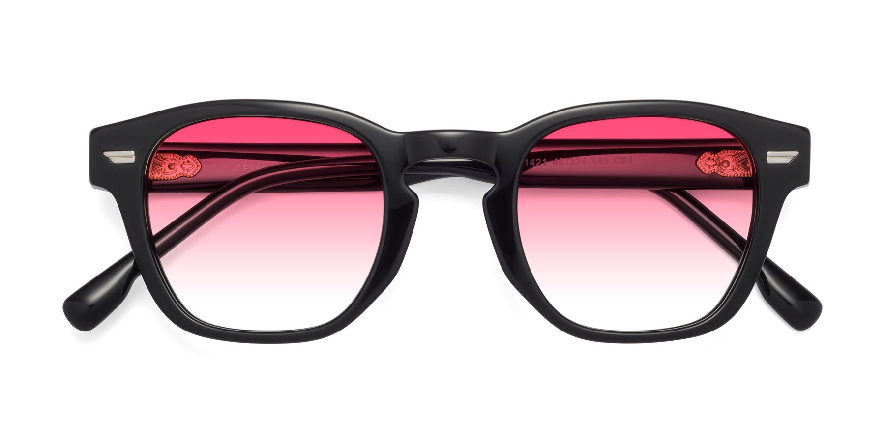 Folded Front of 1421 in Black with Pink Gradient Lenses