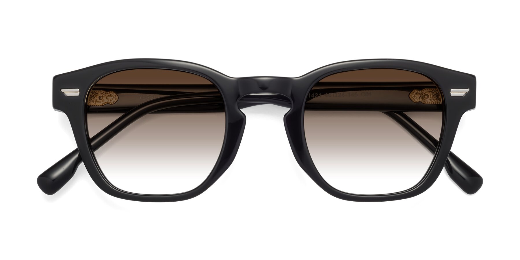 Folded Front of 1421 in Black with Brown Gradient Lenses
