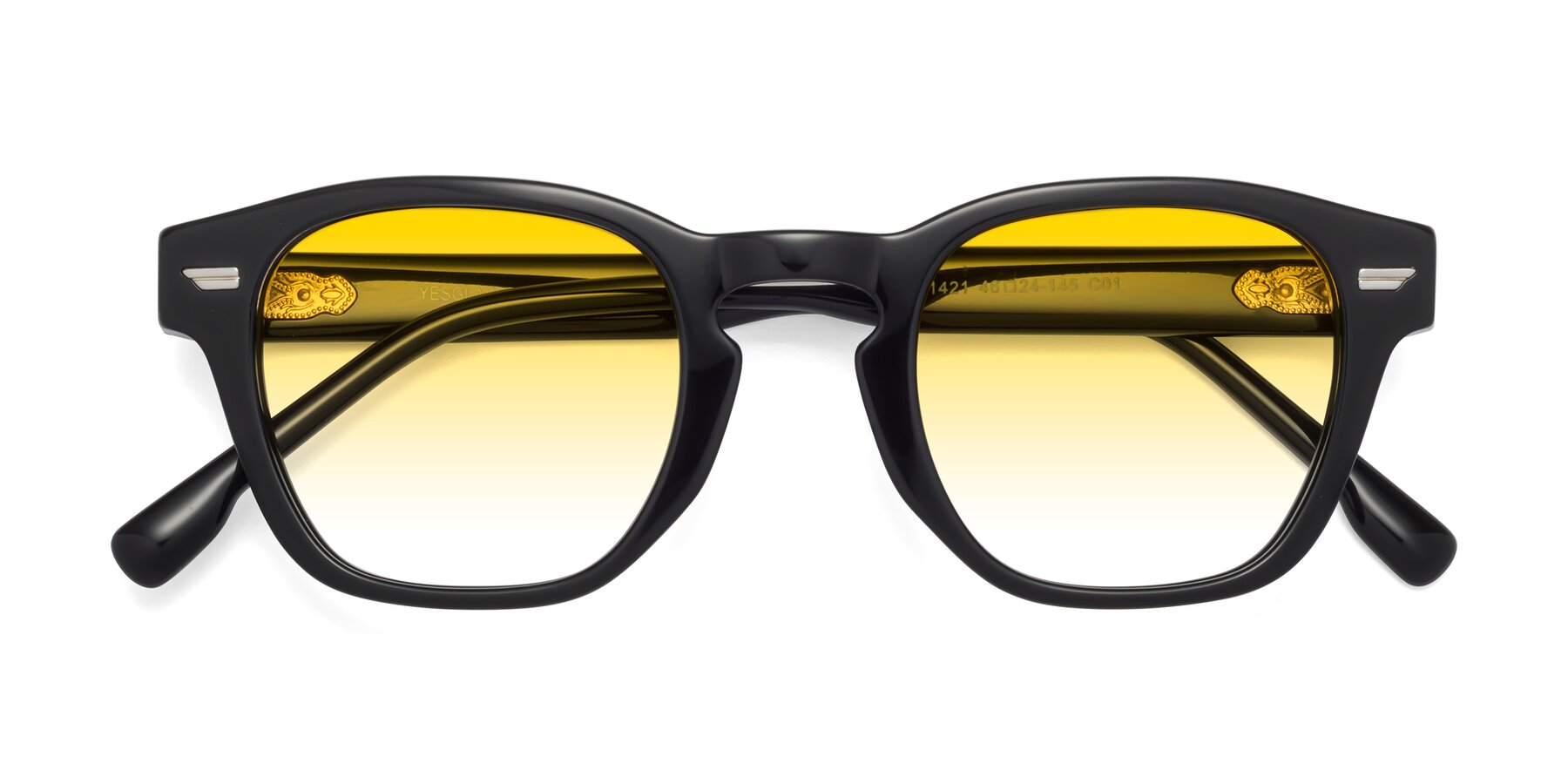 Folded Front of 1421 in Black with Yellow Gradient Lenses