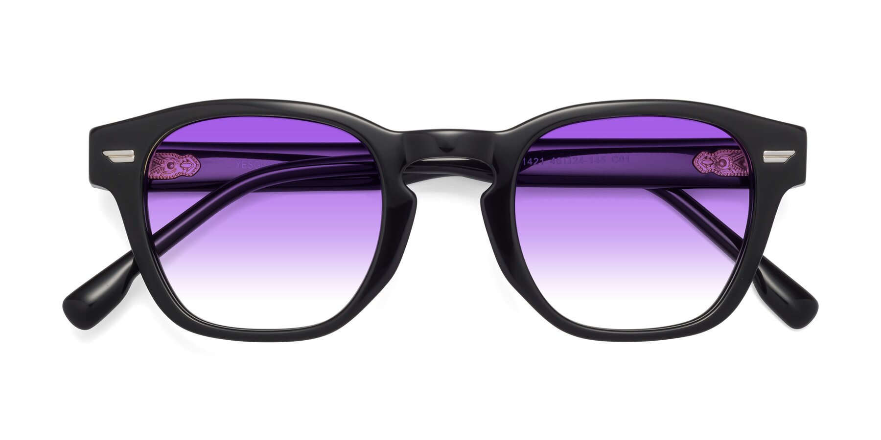Folded Front of 1421 in Black with Purple Gradient Lenses