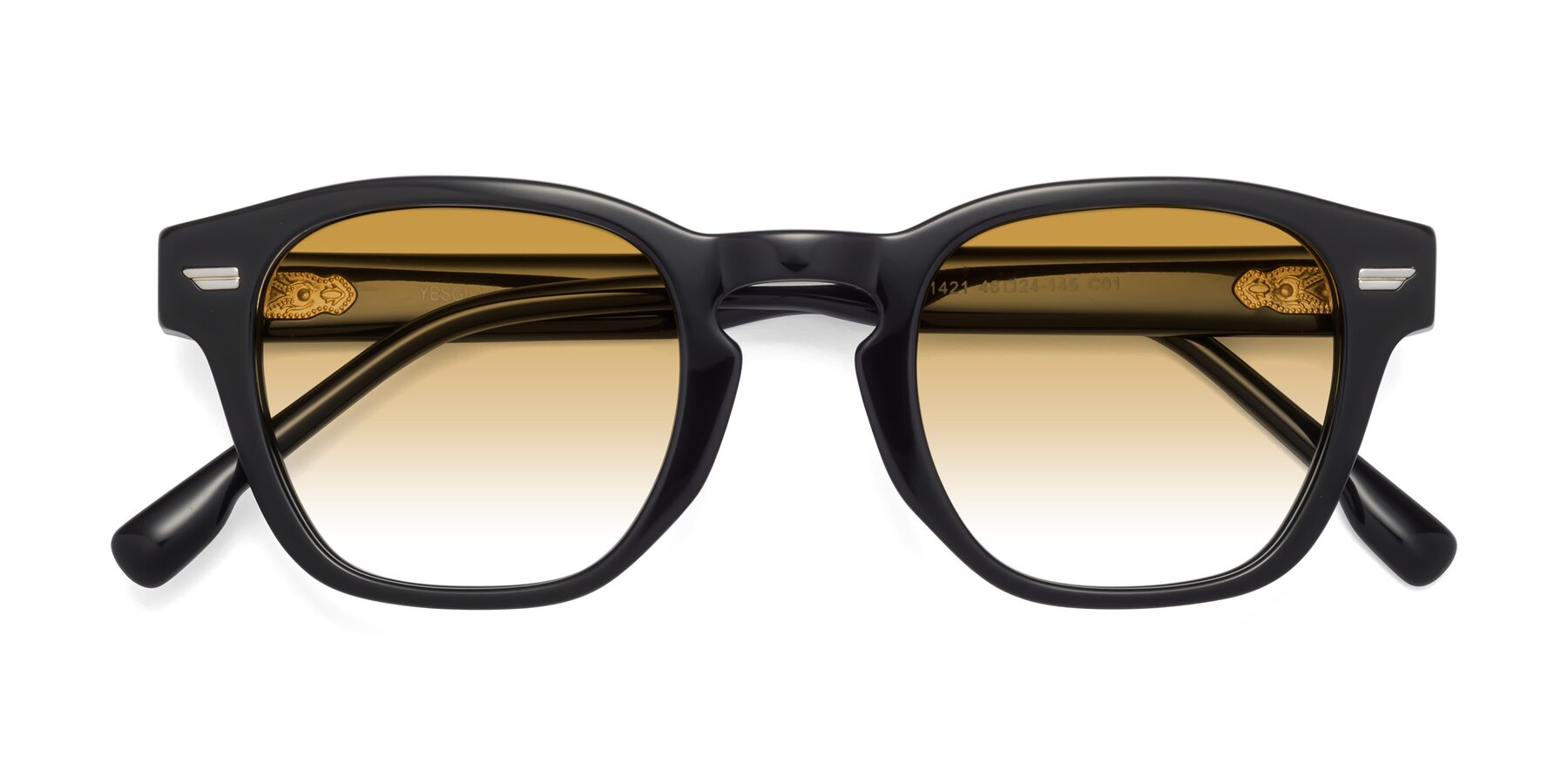 Folded Front of Costa in Black with Champagne Gradient Lenses