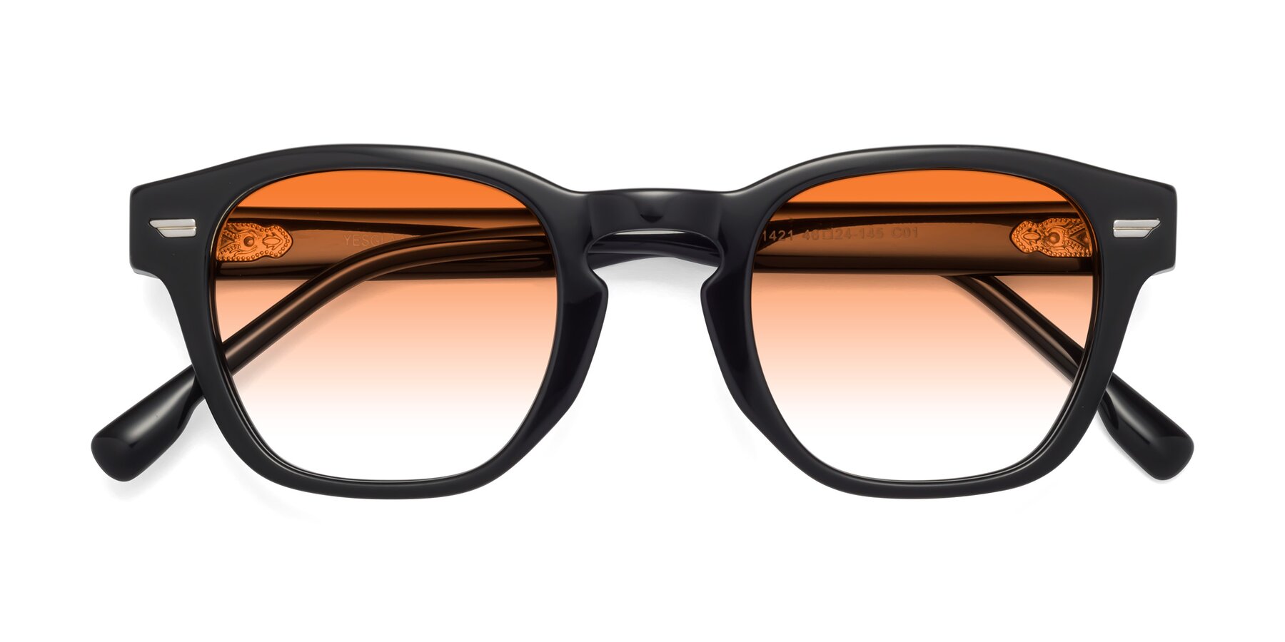 Folded Front of 1421 in Black with Orange Gradient Lenses