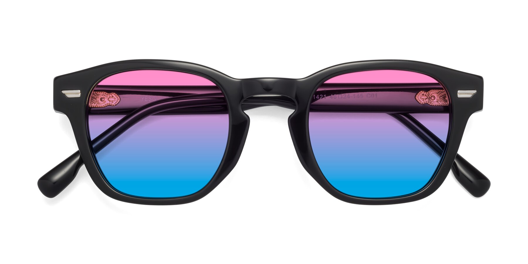 Folded Front of Costa in Black with Pink / Blue Gradient Lenses