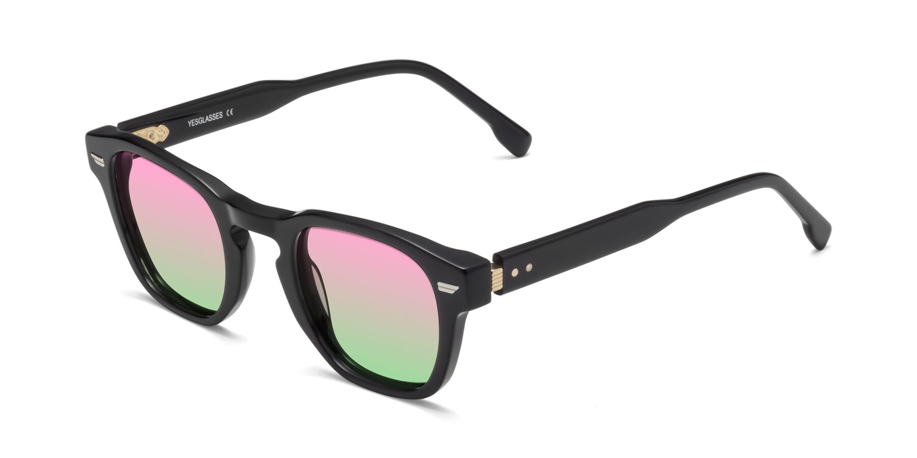 Angle of 1421 in Black with Pink / Green Gradient Lenses