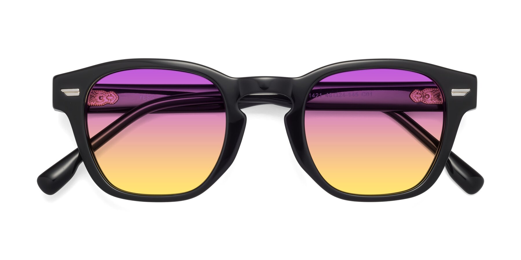 Folded Front of Costa in Black with Purple / Yellow Gradient Lenses