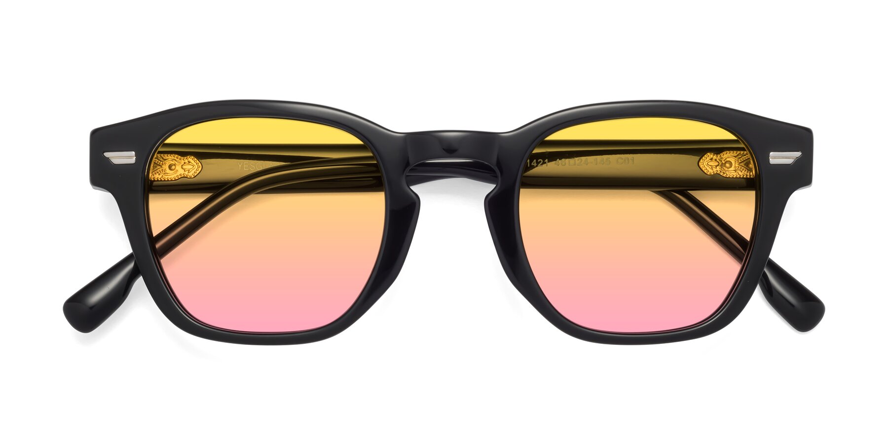 Folded Front of 1421 in Black with Yellow / Pink Gradient Lenses