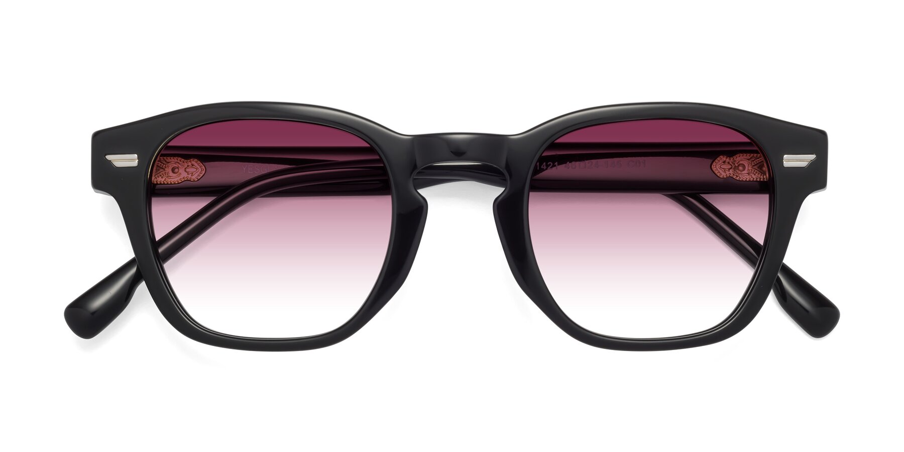 Folded Front of 1421 in Black with Wine Gradient Lenses