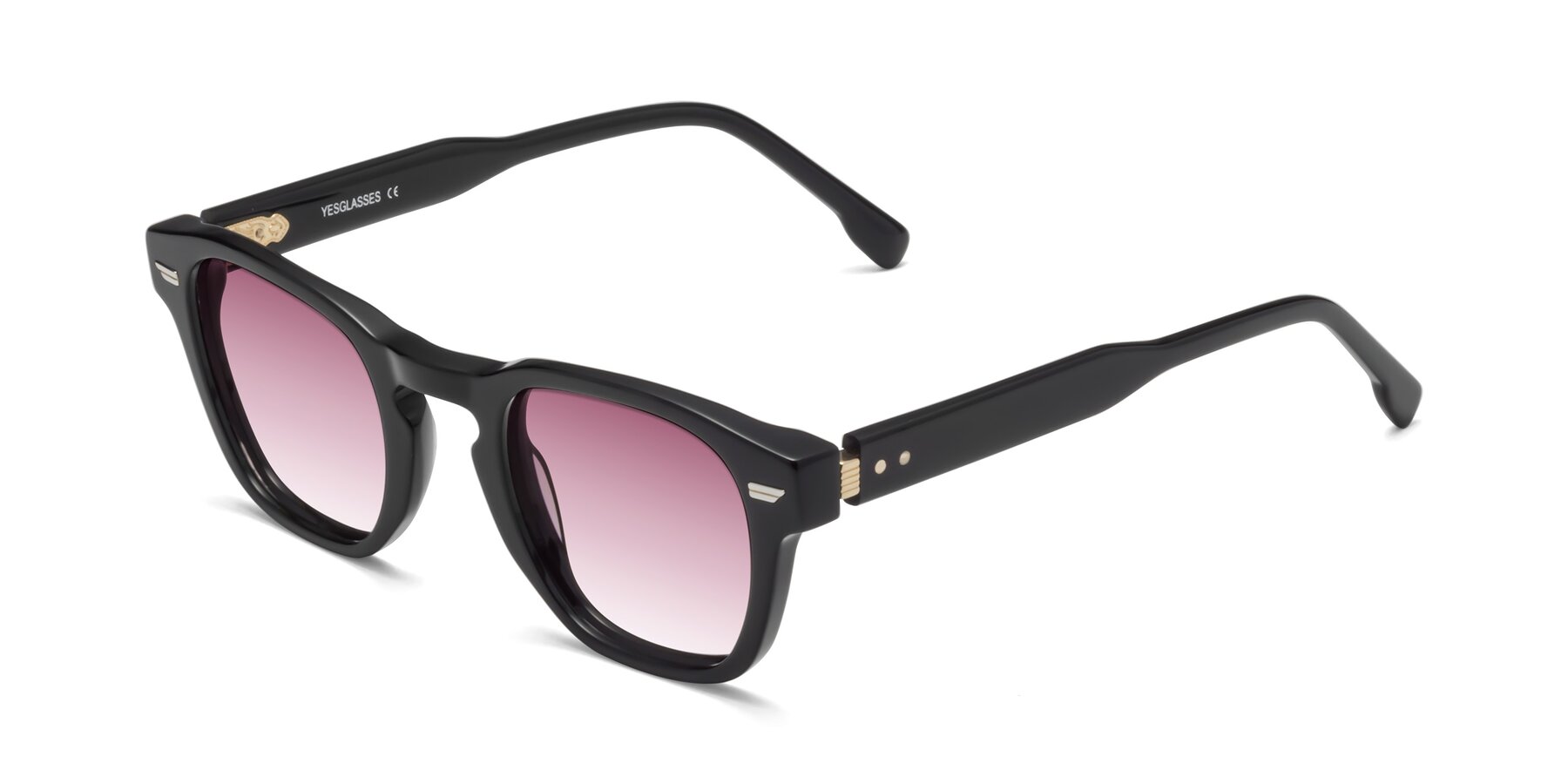 Angle of 1421 in Black with Wine Gradient Lenses