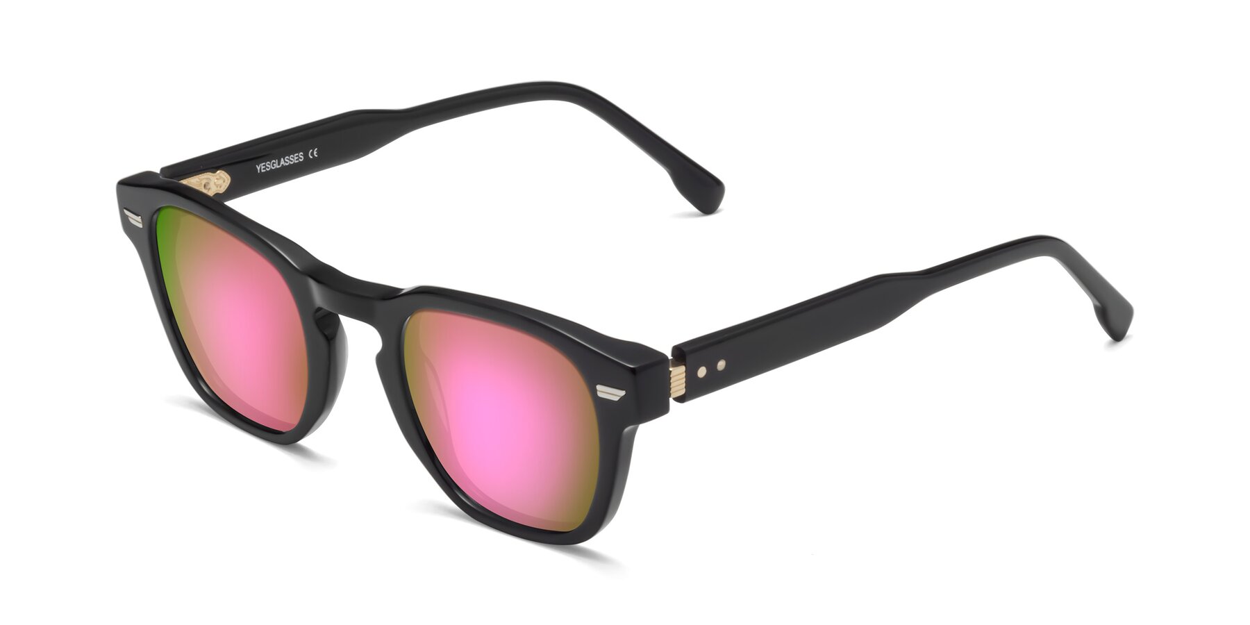Angle of 1421 in Black with Pink Mirrored Lenses
