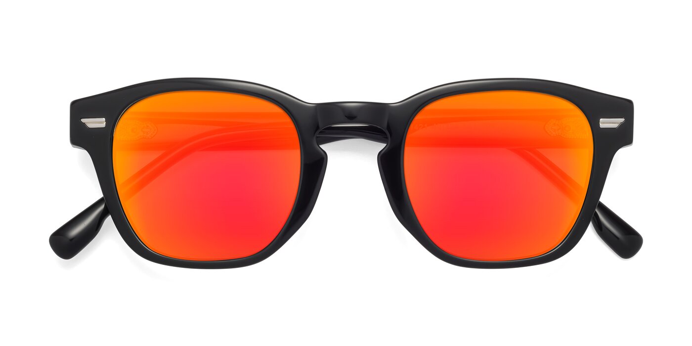 1421 - Black Flash Mirrored Sunglasses