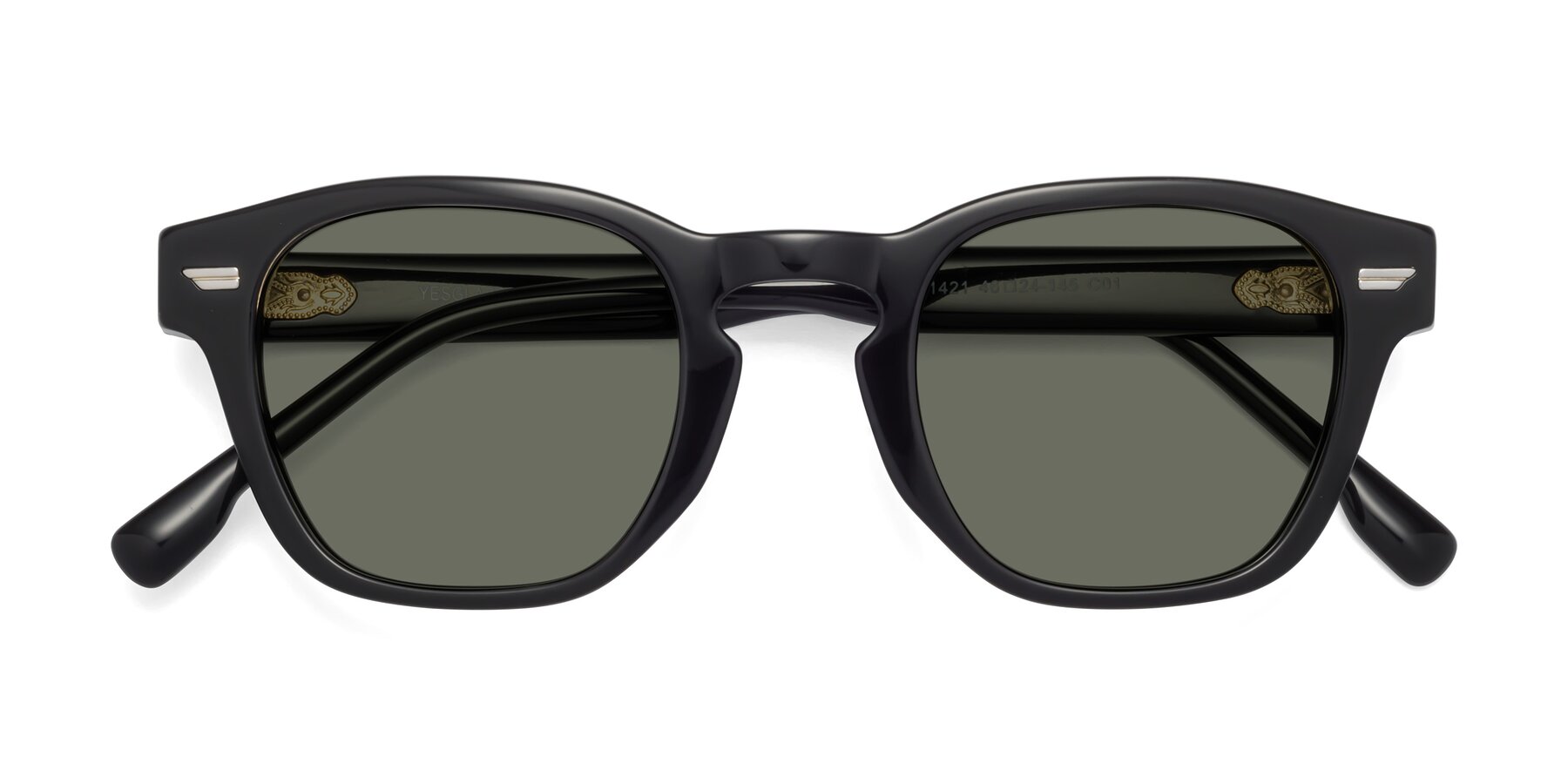 Folded Front of 1421 in Black with Gray Polarized Lenses