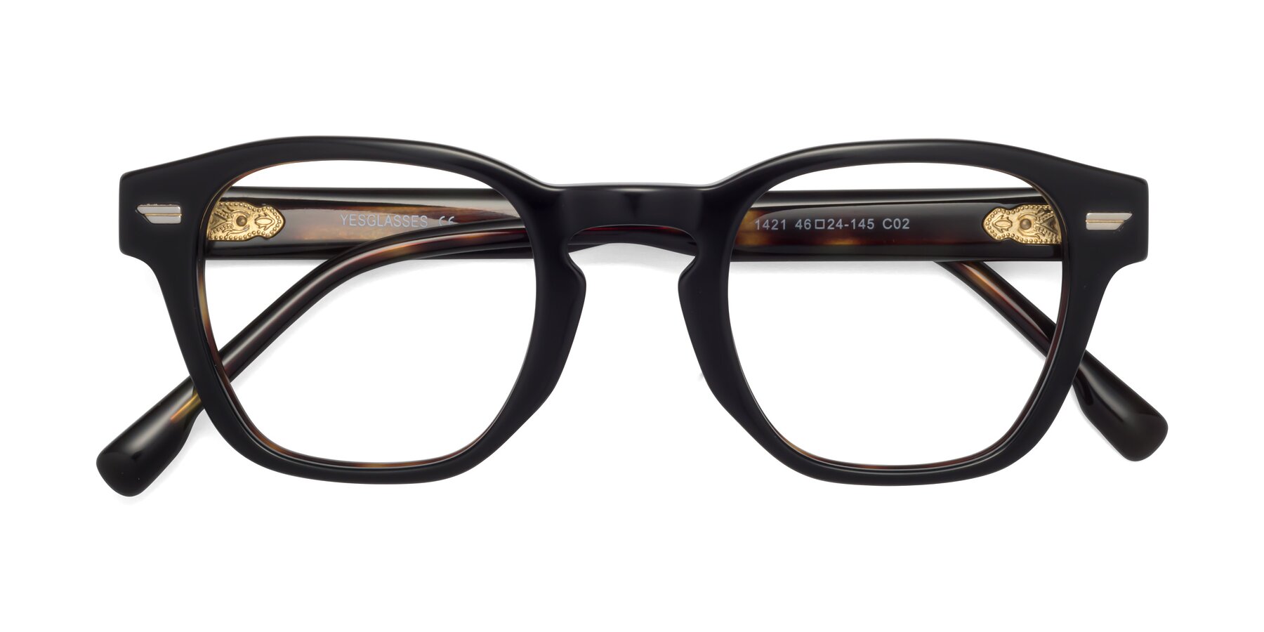 Folded Front of Costa in Black-Tortoise with Clear Blue Light Blocking Lenses
