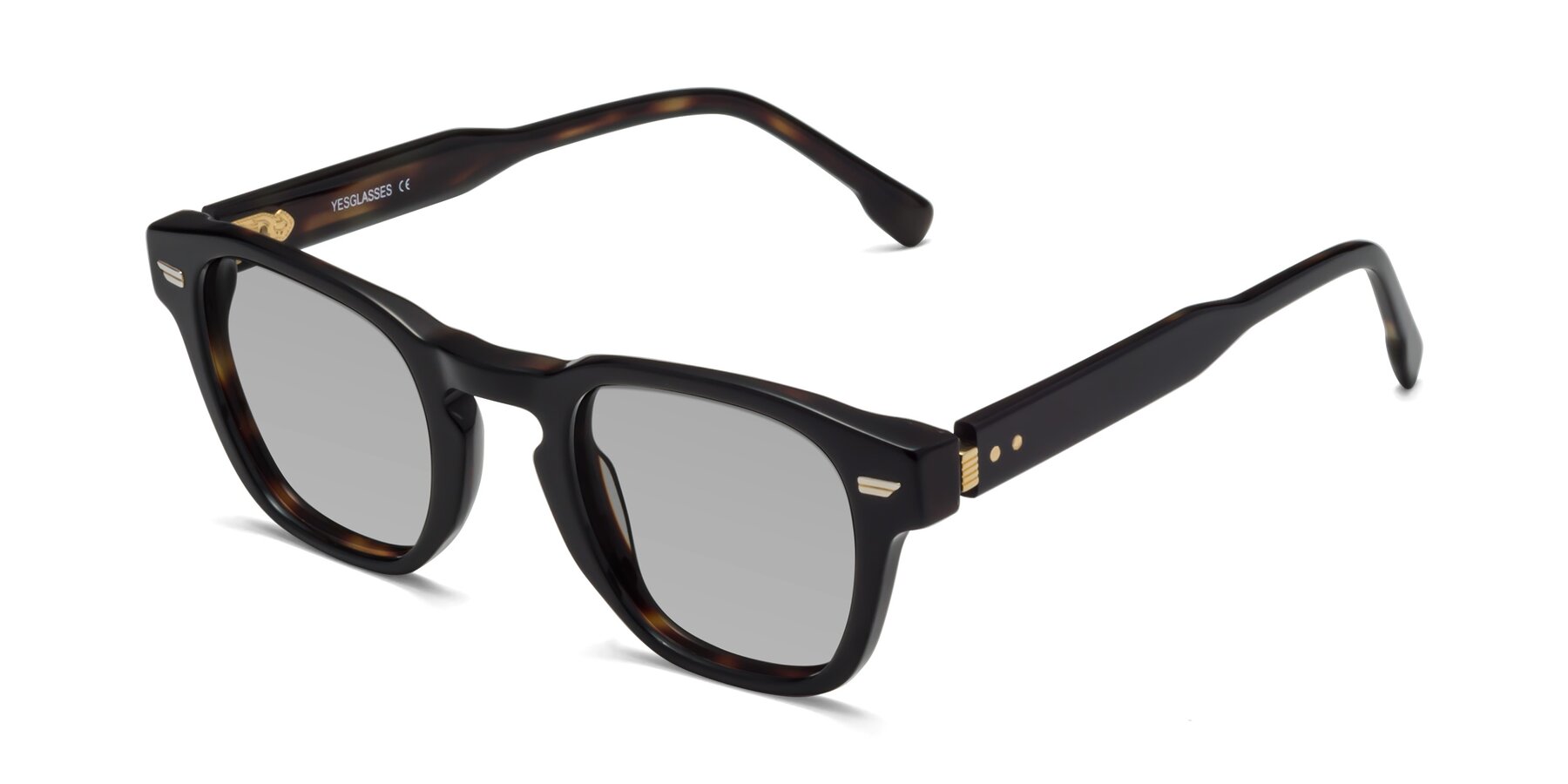 Angle of 1421 in Black-Tortoise with Light Gray Tinted Lenses