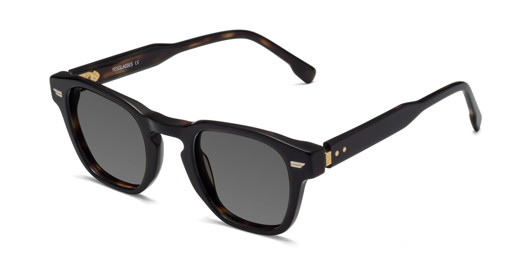 Angle of 1421 in Black-Tortoise with Medium Gray Tinted Lenses