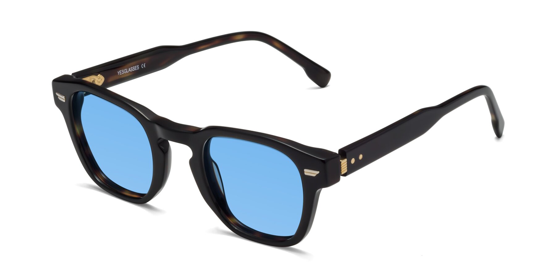 Angle of 1421 in Black-Tortoise with Medium Blue Tinted Lenses
