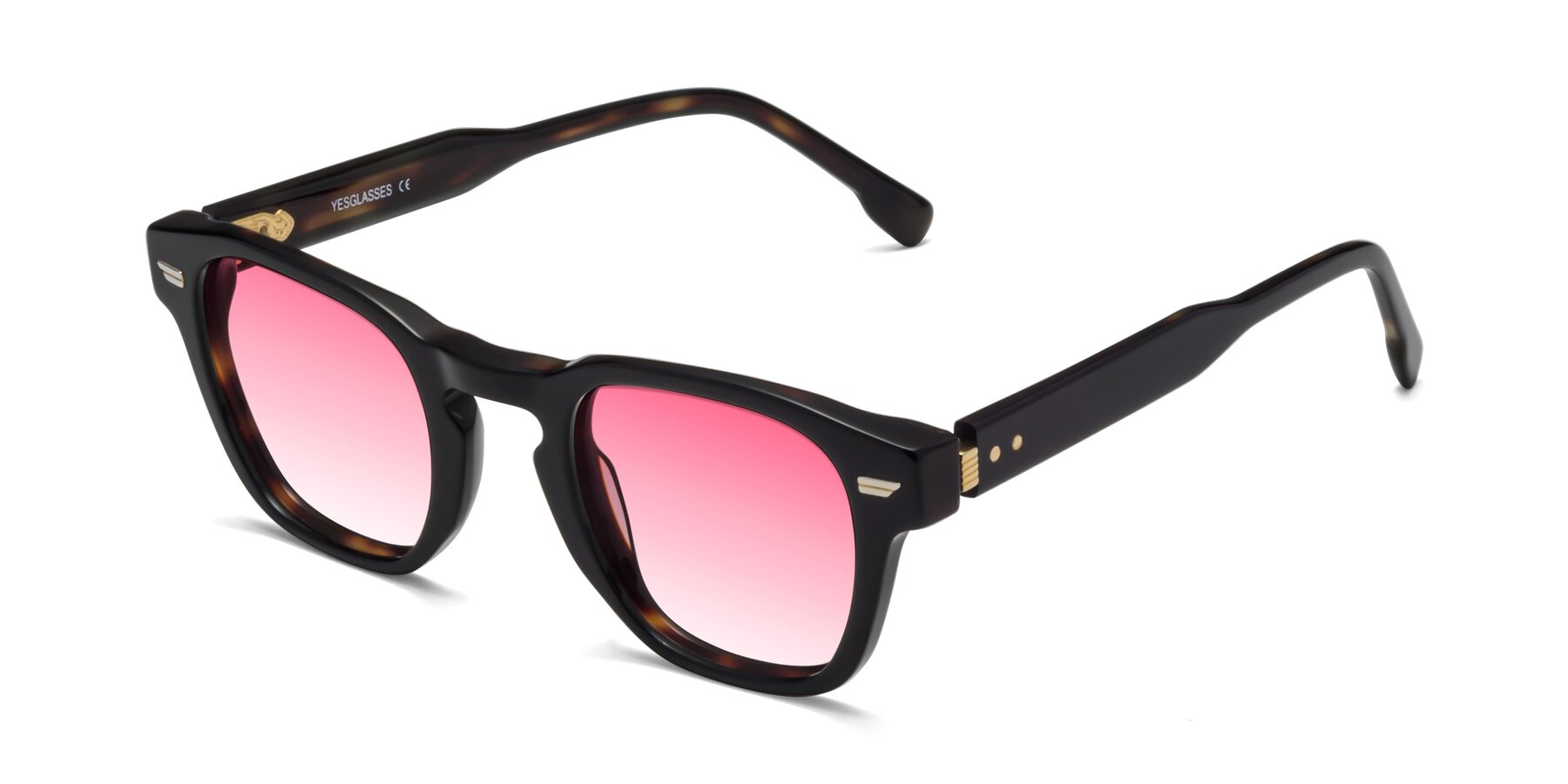 Angle of 1421 in Black-Tortoise with Pink Gradient Lenses