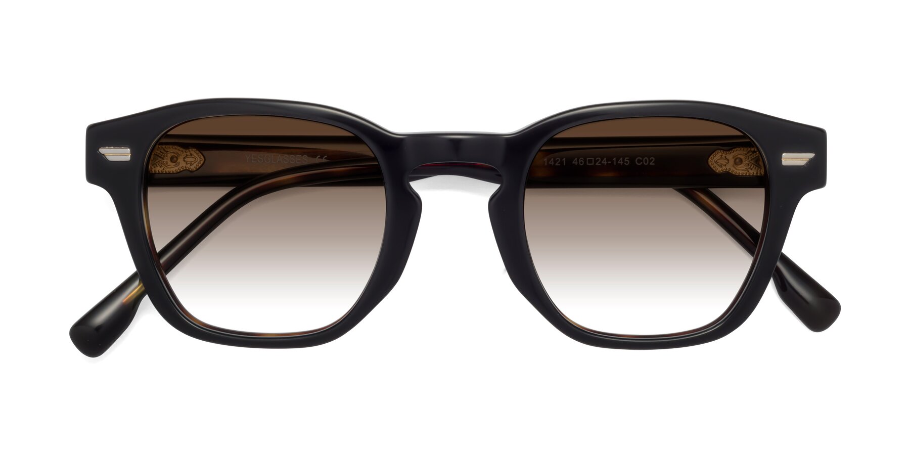 Folded Front of 1421 in Black-Tortoise with Brown Gradient Lenses