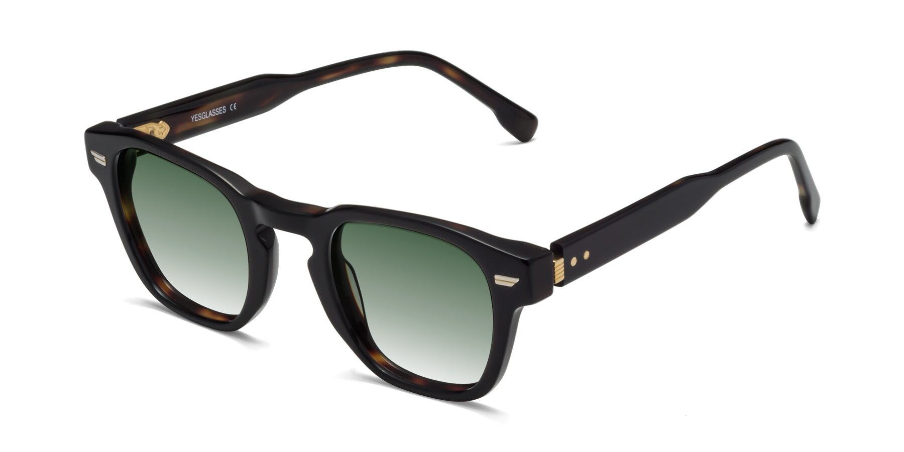 Angle of 1421 in Black-Tortoise with Green Gradient Lenses