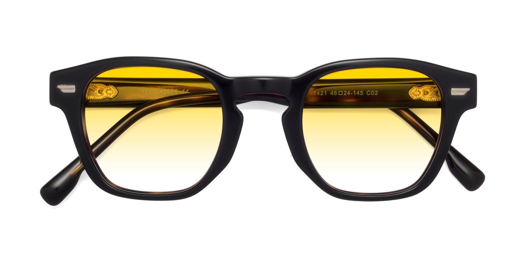 Folded Front of 1421 in Black-Tortoise with Yellow Gradient Lenses