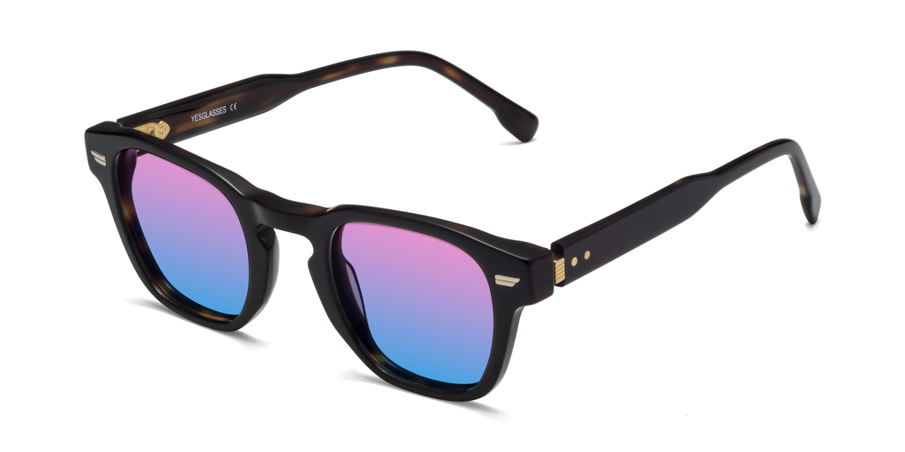Angle of Costa in Black-Tortoise with Pink / Blue Gradient Lenses
