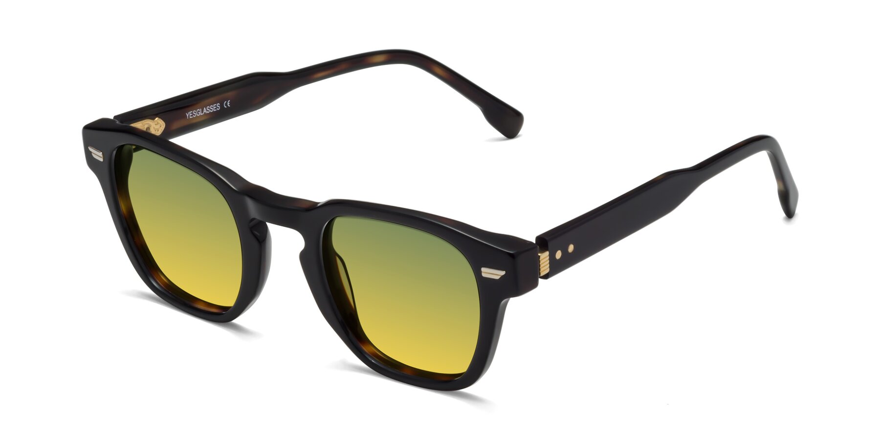 Angle of 1421 in Black-Tortoise with Green / Yellow Gradient Lenses