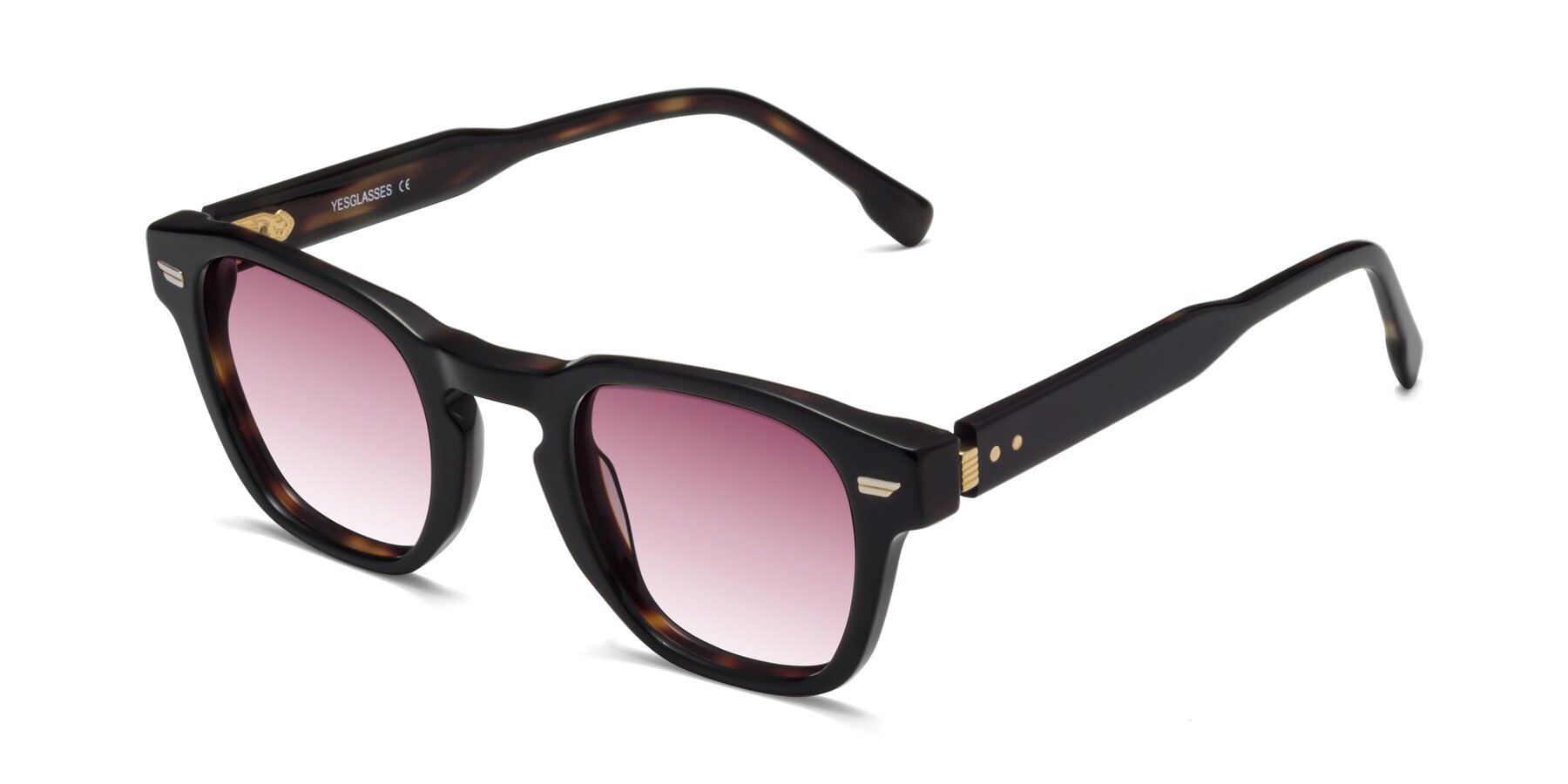 Angle of 1421 in Black-Tortoise with Wine Gradient Lenses