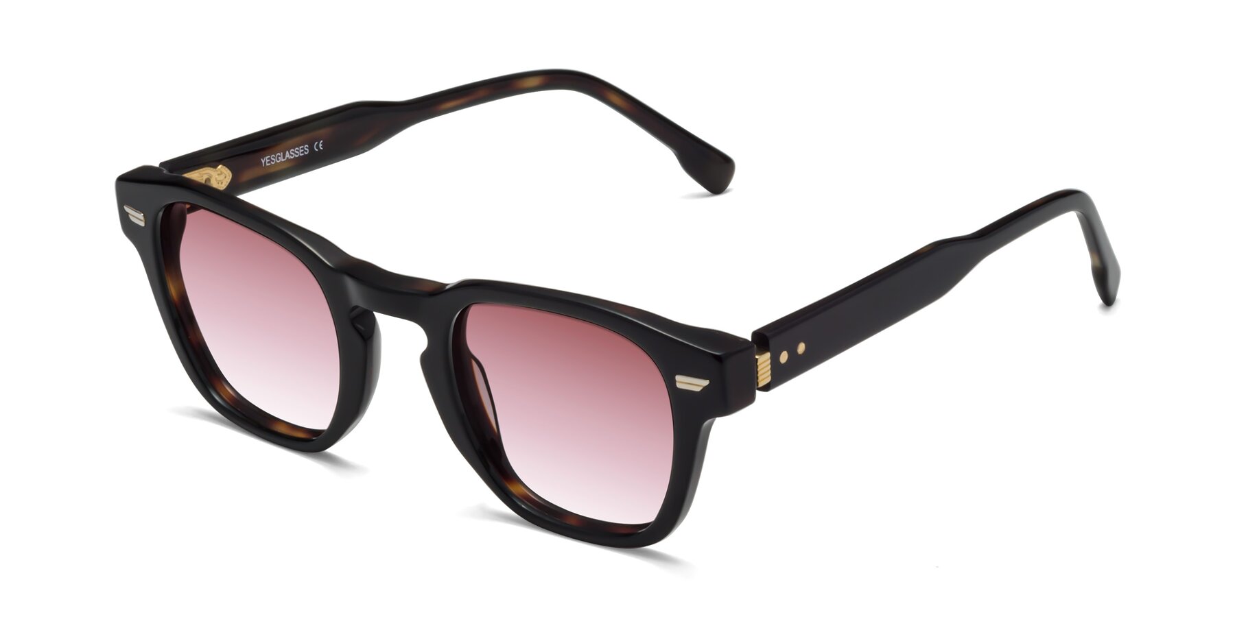 Angle of 1421 in Black-Tortoise with Garnet Gradient Lenses