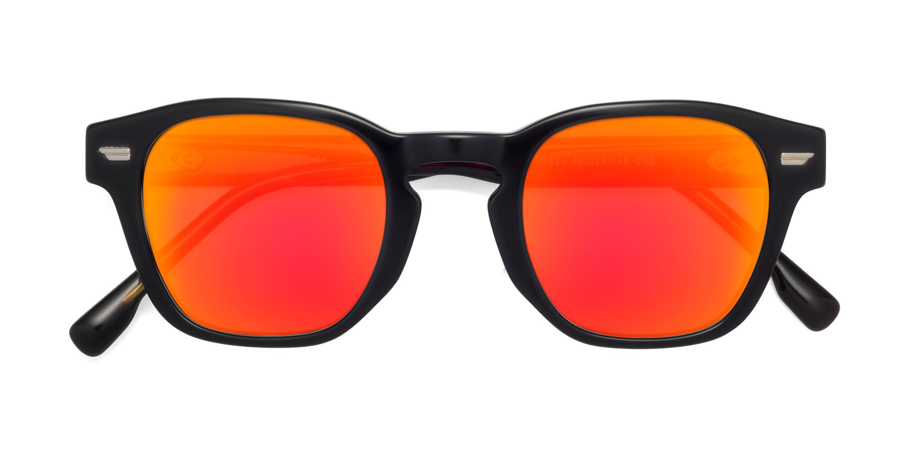 Folded Front of Costa in Black-Tortoise with Red Gold Mirrored Lenses
