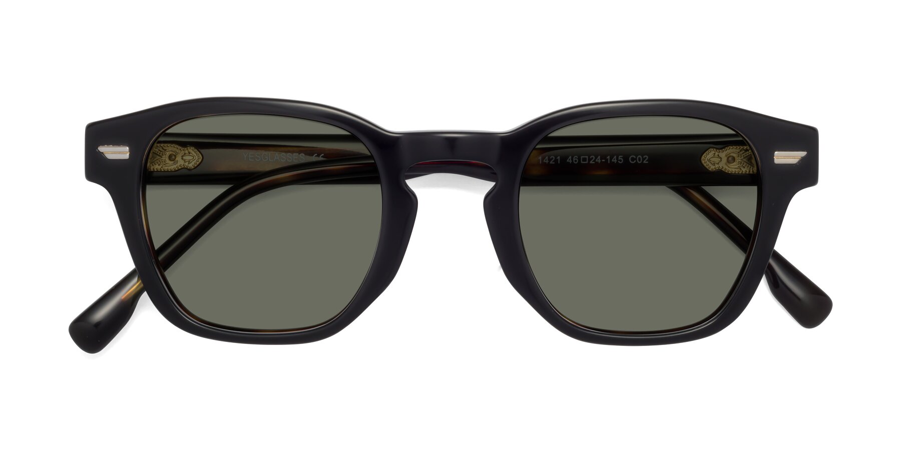 Folded Front of 1421 in Black-Tortoise with Gray Polarized Lenses