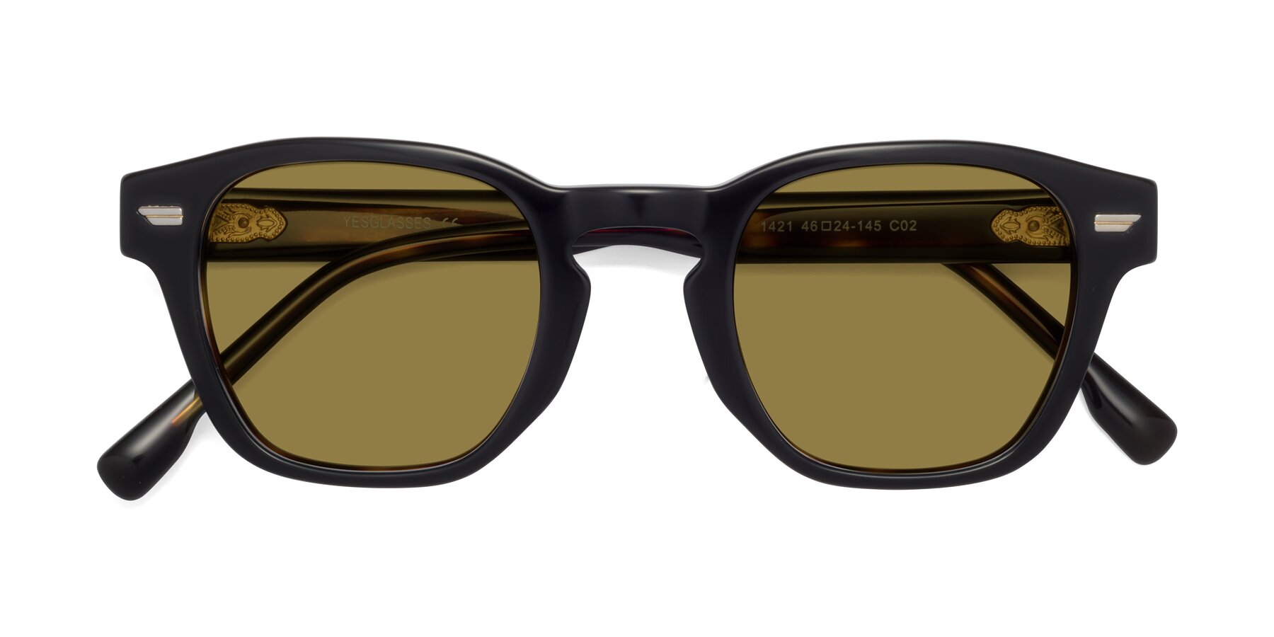 Folded Front of 1421 in Black-Tortoise with Brown Polarized Lenses