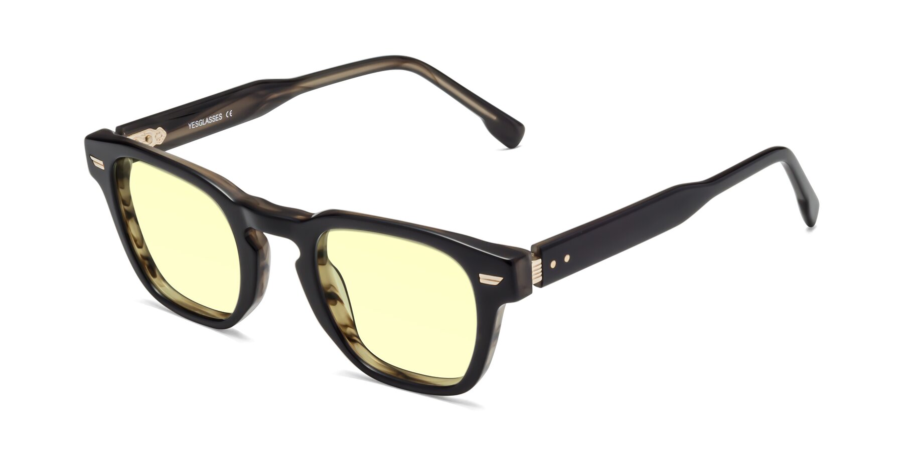 Angle of 1421 in Black-Stripe Brown with Light Yellow Tinted Lenses