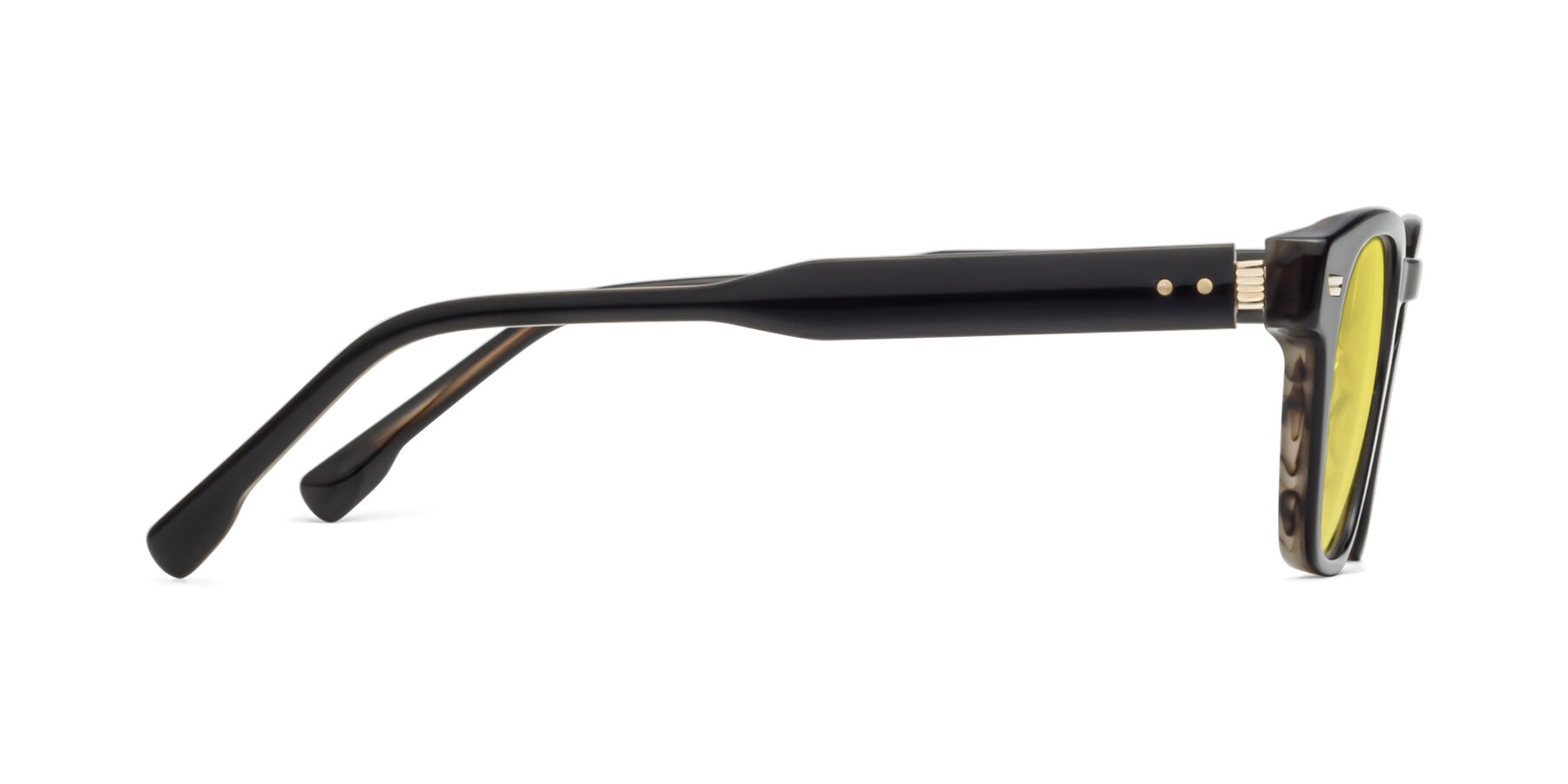 Side of 1421 in Black-Stripe Brown with Medium Yellow Tinted Lenses