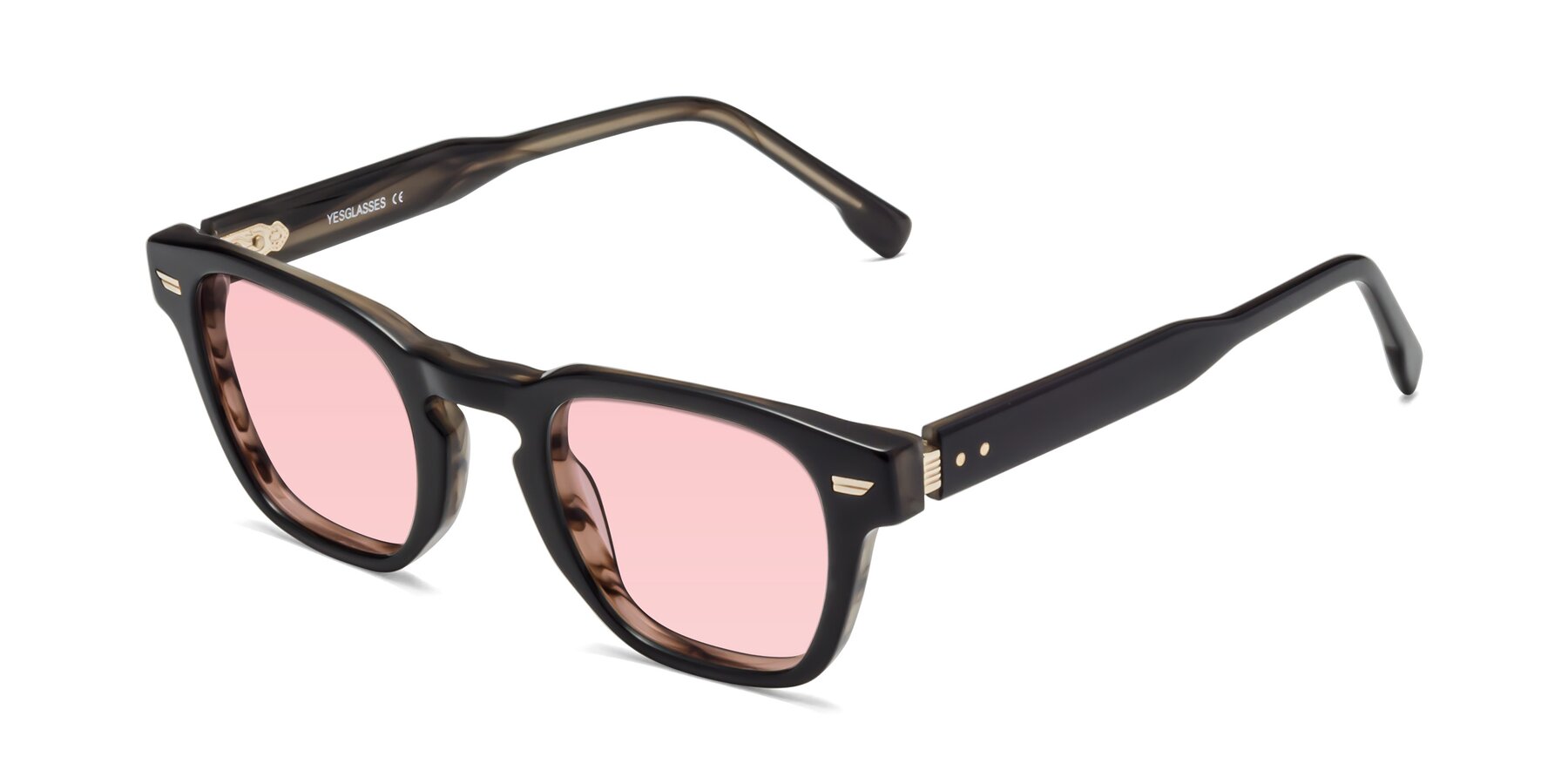 Angle of 1421 in Black-Stripe Brown with Light Garnet Tinted Lenses