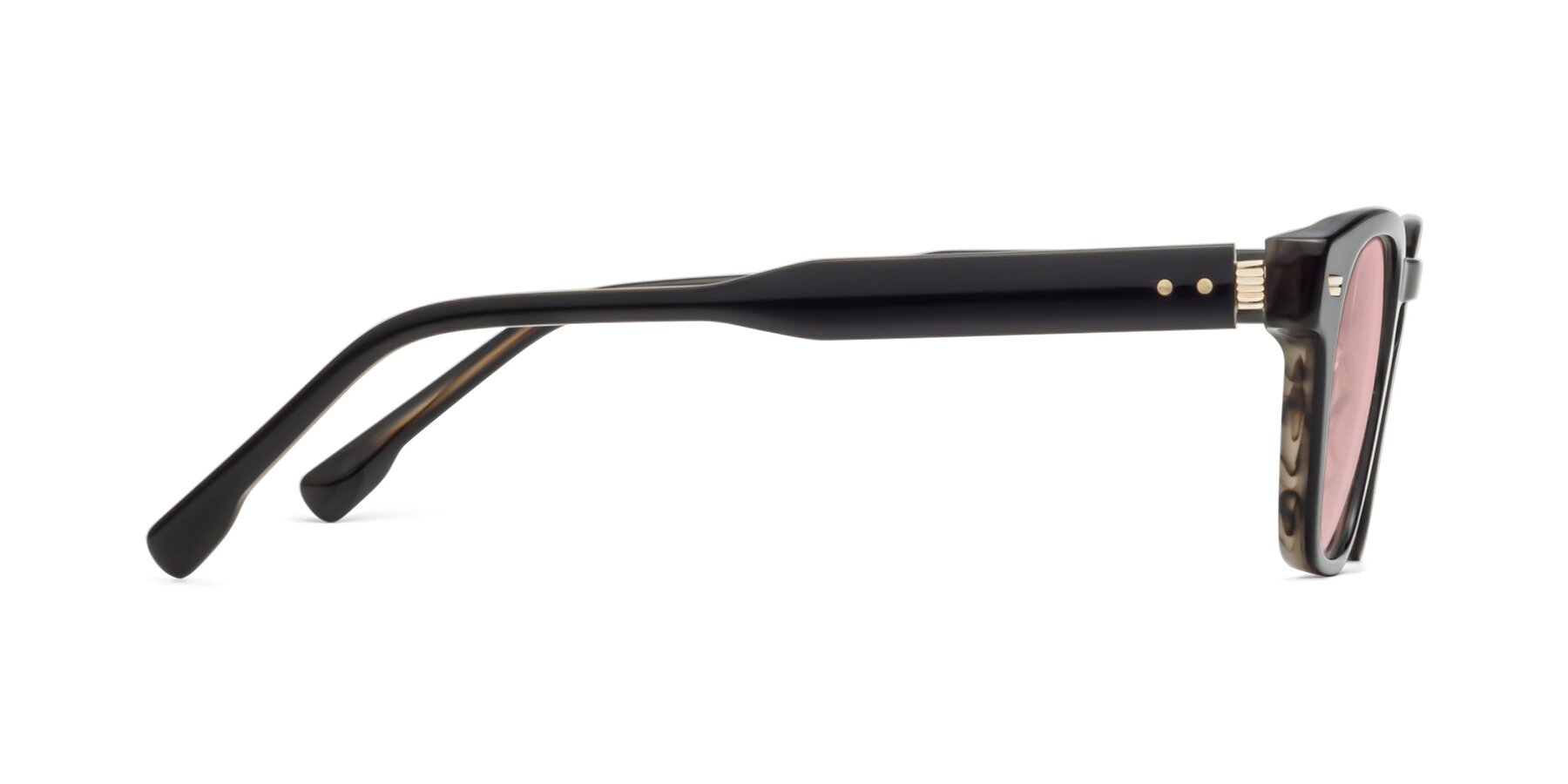 Side of 1421 in Black-Stripe Brown with Light Garnet Tinted Lenses