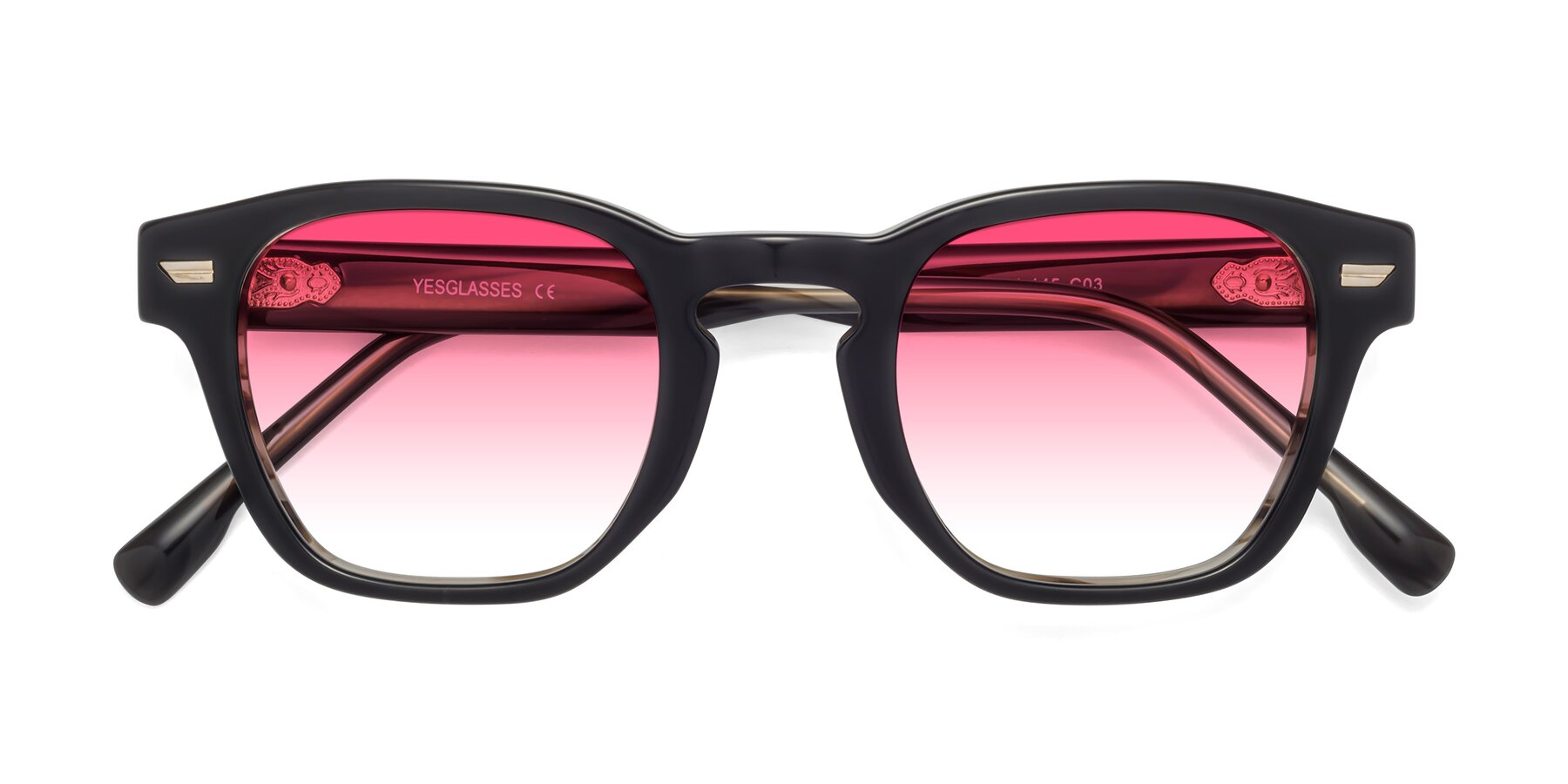 Folded Front of 1421 in Black-Stripe Brown with Pink Gradient Lenses