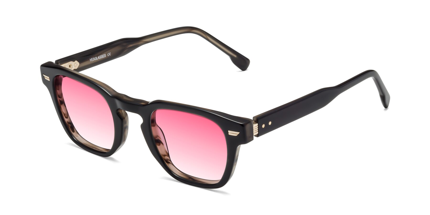 Angle of 1421 in Black-Stripe Brown with Pink Gradient Lenses