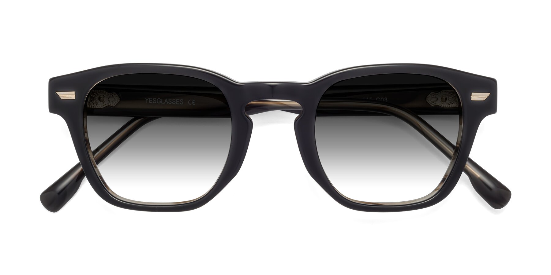 Folded Front of 1421 in Black-Stripe Brown with Gray Gradient Lenses